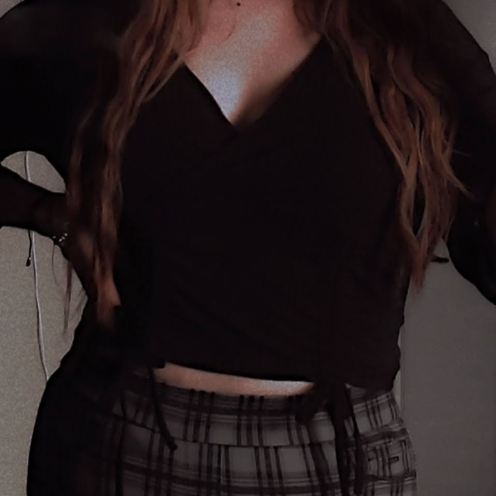 Jennifer Lopez Black Sheer Sleeve Blouse